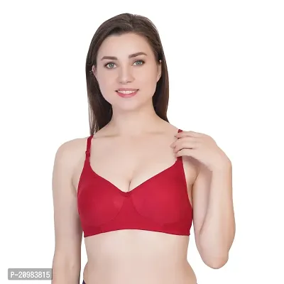 Bodybest Premium Cotton Moulded Non-Padded Non-Wired Bra (6 Colours  6 Sizes) (30, Red)