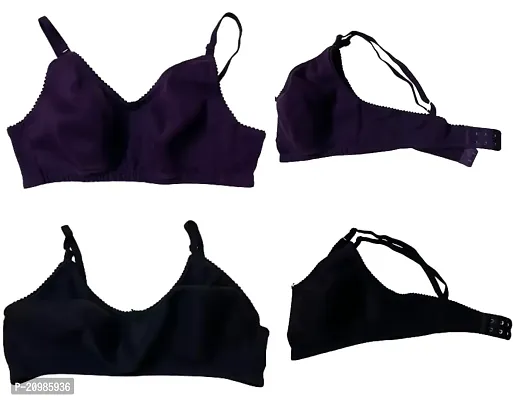 Bodybest Lightly Padded Spacer Bra - Pack of 2 (32, Violet  Black)