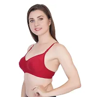 Bodybest Premium Cotton Moulded Non-Padded Non-Wired Bra (6 Colours  6 Sizes) (30, Red)-thumb2