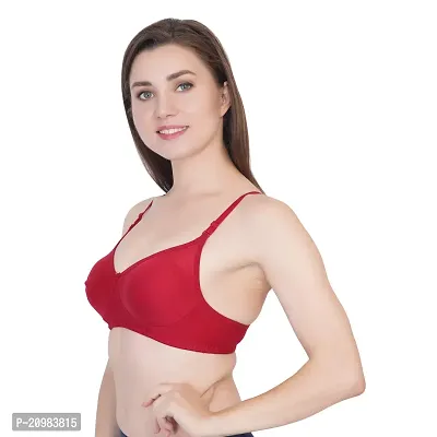 Bodybest Premium Cotton Moulded Non-Padded Non-Wired Bra (6 Colours  6 Sizes) (30, Red)-thumb3