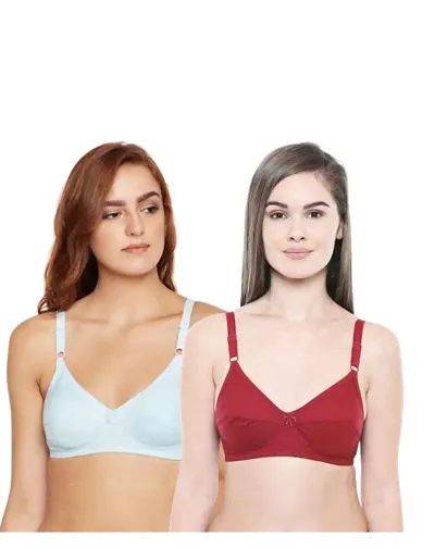 Bodycare_5518 Womens Regular Bra_Sky Blue-Maroon