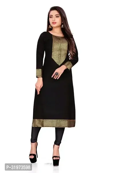 Elegant Cotton Slub Golden Lace Border Kurta For Women-thumb0