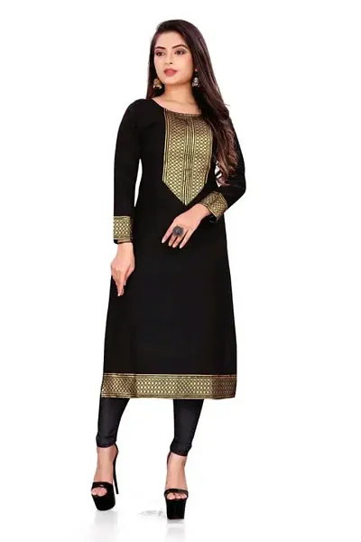 Women Lace Border Straight Kurta