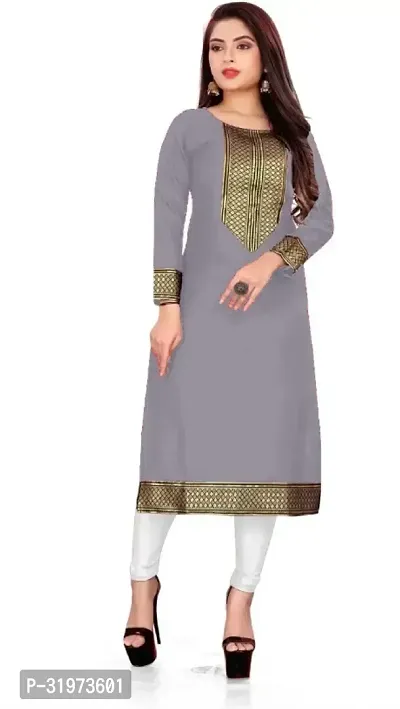 Elegant Cotton Slub Golden Lace Border Kurta For Women-thumb0