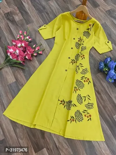 Elegant Cotton Slub Printed Kurta For Women-thumb0