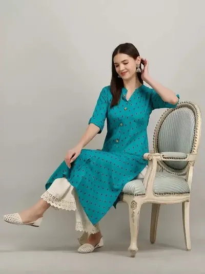 Stylish Geometric Print Viscose Rayon A-Line Kurta For Women