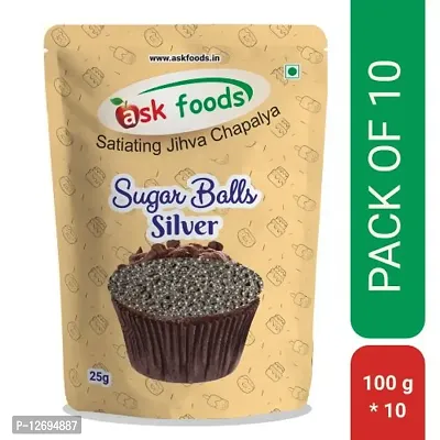 Silver Sugar Balls Sprinkles Pack of 10-thumb0