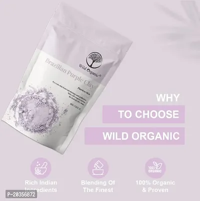 Wild Organic Brazilian Purple Clay Powder Flawless Skin Clay, Skin Cells Regeneration, Re-Hydrate Dry Skin, Prevent Skin From Sun Damage and Pollution. For Men  Women 100gm-thumb5