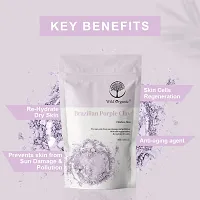 Wild Organic Brazilian Purple Clay Powder Flawless Skin Clay, Skin Cells Regeneration, Re-Hydrate Dry Skin, Prevent Skin From Sun Damage and Pollution. For Men  Women 100gm-thumb1