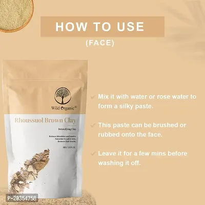 Wild Organic Rhoussuol Brown Clay Powder Detoxifying Clay, Reduces Blemishes and Marks, Reduce Acne  Pimples, Smoother  Softer Skin, Restores Hair Health100gm-thumb3