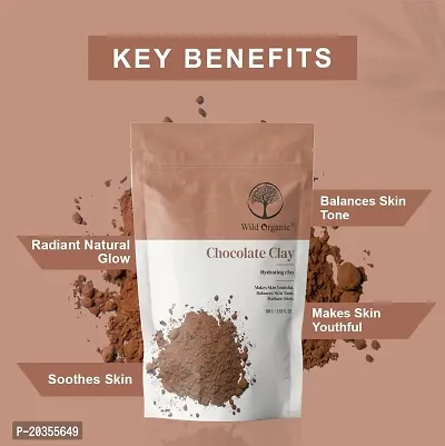 Wild Organic Chocolate Clay Powder Hydrating Clay For Skin  Hair Radiant Glow Balances Skin Tone Makes Skin Youthful100gm-thumb2