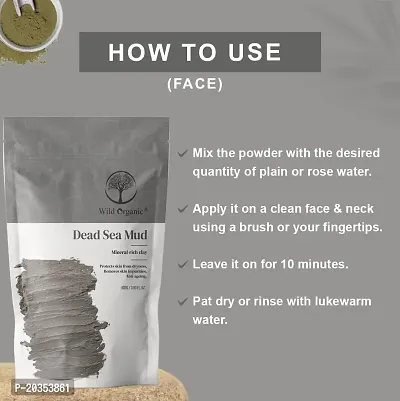 Wild Organic Dead Sea Mud Clay Powder Mineral rich clay for skin Protect from dryness and flakiness,Clear Skin Impurities and for skin Detoxification, Skin Hydration, For Healthy Skin 100gm-thumb3