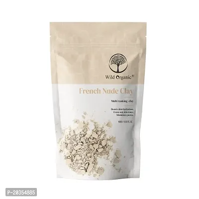 Wild Organic French Nude Clay Powder Multi Tasking Bath Clay, Boosts Skin hydration, Minimizes pores, Evens out skin tone, For Men  Women 100gm