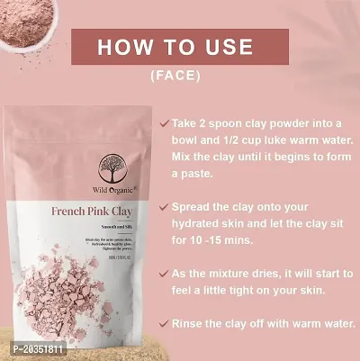 Wild Organic French Pink Clay Powder Smooth and Silk Clay, Refreshed  Healthy Glow, Tightens Pores, Ideal clay for acne-prone skin, 100gm-thumb3