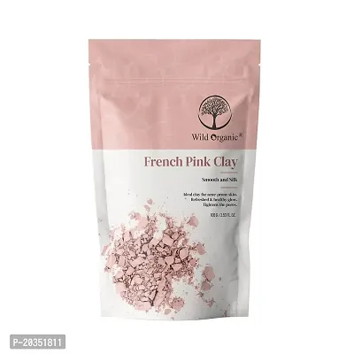 Wild Organic French Pink Clay Powder Smooth and Silk Clay, Refreshed  Healthy Glow, Tightens Pores, Ideal clay for acne-prone skin, 100gm