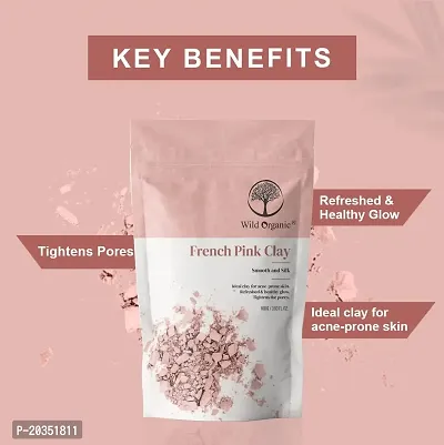 Wild Organic French Pink Clay Powder Smooth and Silk Clay, Refreshed  Healthy Glow, Tightens Pores, Ideal clay for acne-prone skin, 100gm-thumb2