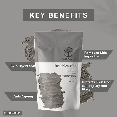 Wild Organic Dead Sea Mud Clay Powder Mineral rich clay for skin Protect from dryness and flakiness,Clear Skin Impurities and for skin Detoxification, Skin Hydration, For Healthy Skin 100gm-thumb2