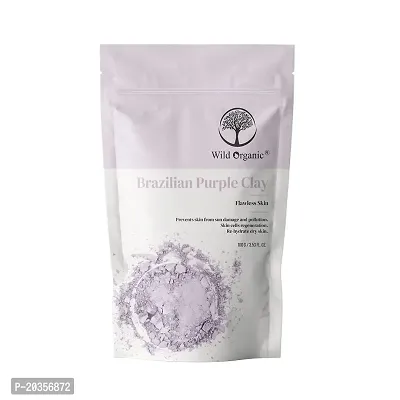 Wild Organic Brazilian Purple Clay Powder Flawless Skin Clay, Skin Cells Regeneration, Re-Hydrate Dry Skin, Prevent Skin From Sun Damage and Pollution. For Men  Women 100gm