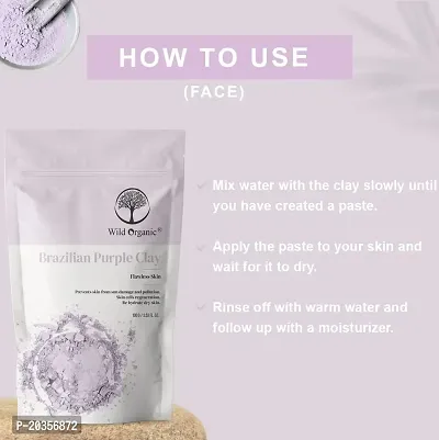 Wild Organic Brazilian Purple Clay Powder Flawless Skin Clay, Skin Cells Regeneration, Re-Hydrate Dry Skin, Prevent Skin From Sun Damage and Pollution. For Men  Women 100gm-thumb3