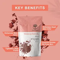 Wild Organic Moroccan Red Clay Volcanic Clay, Exfoliates Dead Skin, Controls Excess Oil From Skin, Tightens Large Pores For Men  Women 100gm-thumb1