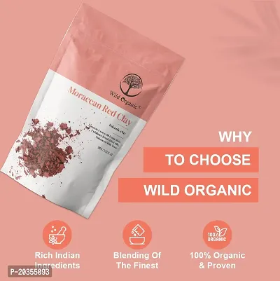 Wild Organic Moroccan Red Clay Volcanic Clay, Exfoliates Dead Skin, Controls Excess Oil From Skin, Tightens Large Pores For Men  Women 100gm-thumb5