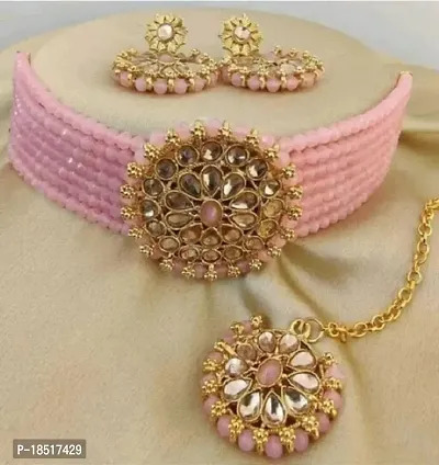 Aishwariya necklace baby pink colour-thumb0