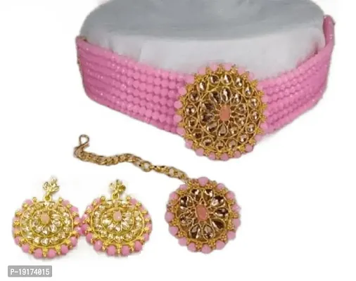 Aishwariya necklace baby pink colour-thumb0