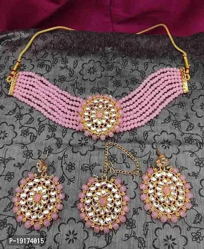 Aishwariya necklace baby pink colour-thumb2