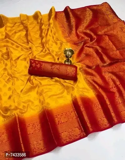Banarasi Silk Yellow Woven Saree with Blouse piece