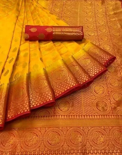 Beautiful Silk Blend Jacquard Saree with Blouse piece