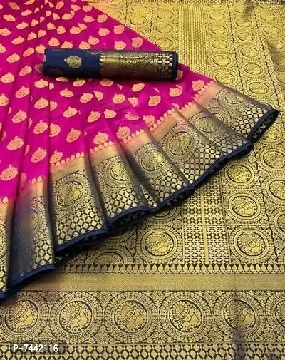 Banarasi Silk Pink Woven Saree with Blouse Piece