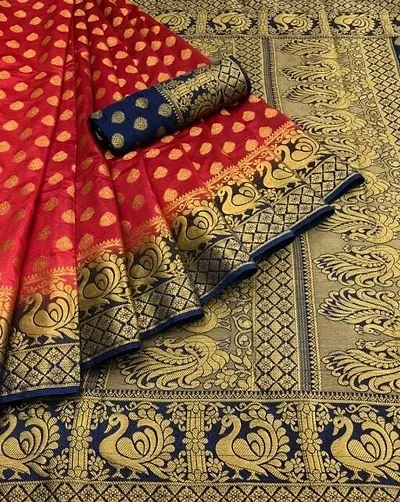 Banarasi Cotton Silk Woven Sarees with Blouse piece