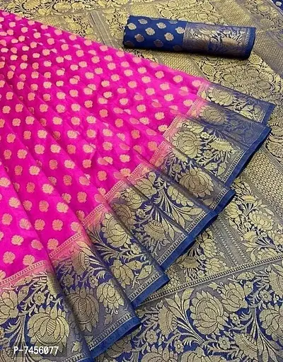 Banarasi Silk Pink Saree with Blouse Piece-thumb0