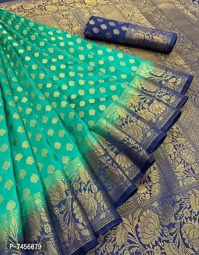 Banarasi Silk Green Saree with Blouse Piece