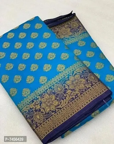 Banarasi Silk Blue Saree with Blouse Piece-thumb0
