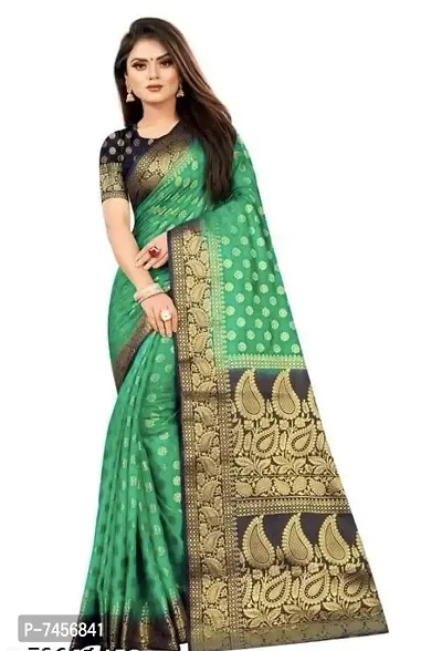 Banarasi Silk Green Saree with Blouse Piece