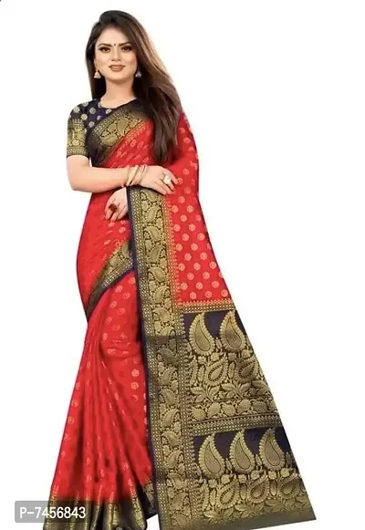 Banarasi Silk Red Saree with Blouse Piece
