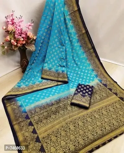 Banarasi Silk Blue Saree with Blouse Piece