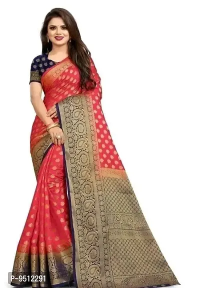 Balaton Silk Zari Jacquard Weaving Saree with Blouse Piece-thumb0