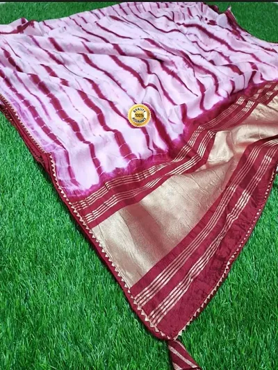 Chanderi Cotton Shibori Woven Lace Border Sarees with Chit Pallu and Blouse Piece