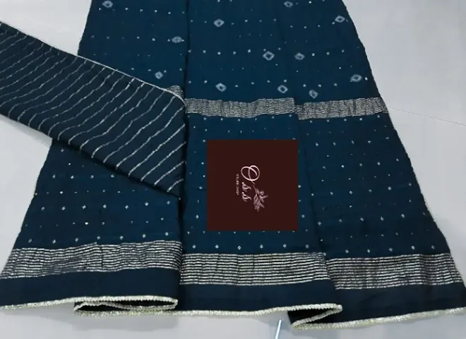 Chanderi Cotton Zari Weaving Sarees with Blouse Piece