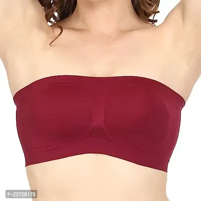 Women Tube Bra,Everyday use Comfortable Bra (L, Maroon)-thumb4