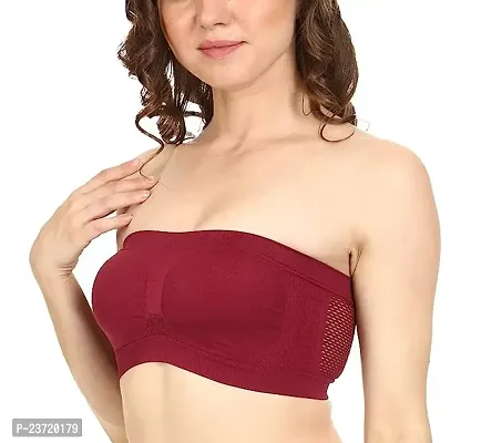 Women Tube Bra,Everyday use Comfortable Bra (L, Maroon)-thumb2