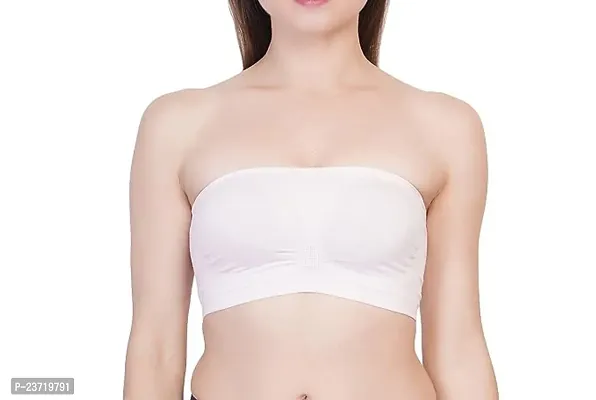 Women Fancy Tube Everyday Plan Bra with Transparent Strips Tube Bra (Pack of 2) (L, White_Blue)-thumb4