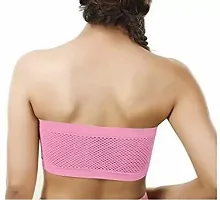 Spandex Non Padded Tube Bandue Bra for Girls and Women (Pack of 2) (L, Pink_Blue)-thumb3