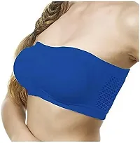 Spandex Non Padded Tube Bandue Bra for Girls and Women (Pack of 2) (XL, S Blue_Blue)-thumb2