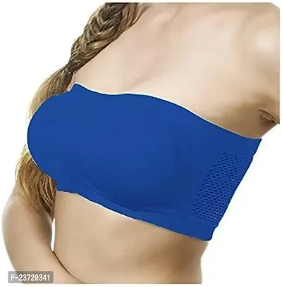 Spandex Non Padded Tube Bandue Bra for Girls and Women (Pack of 2) (XL, S Blue_Blue)-thumb3