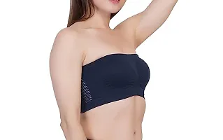 Women Fancy Tube Everyday Plan Bra with Transparent Strips Tube Bra (Pack of 2) (XL, Black_White)-thumb2