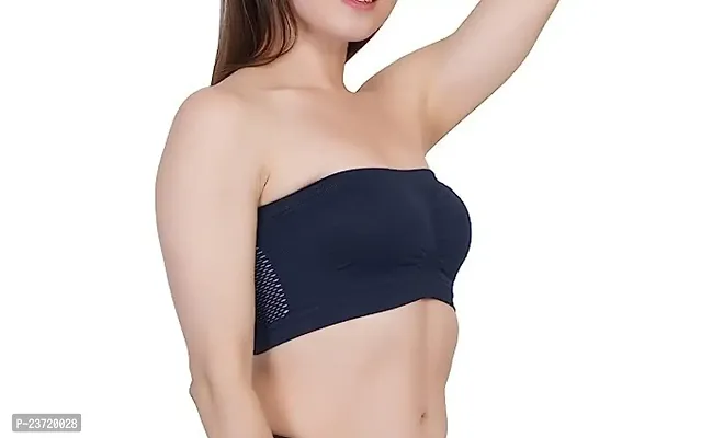 Women Fancy Tube Everyday Plan Bra with Transparent Strips Tube Bra (Pack of 2) (XL, Black_White)-thumb3