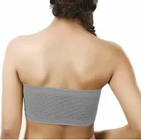 Spandex Non Padded Tube Bandue Bra for Girls and Women (Pack of 2) (S, Grey_White)-thumb2